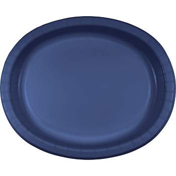 24ct Navy Blue Oval Plates Blue