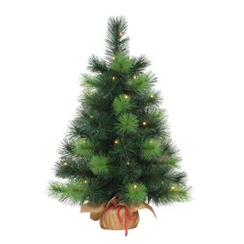 2ft Puleo Pre-Lit Tabletop Artificial Christmas Tree Gold Sac Clear Lights