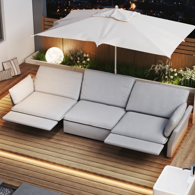 Luck Live sectional couches for living room electric functional corduroy three motor sofa with USB interface