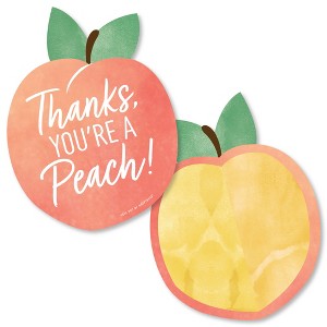 Big Dot of Happiness Sweet as a Peach - Shaped Thank You Cards - Fruit Themed Baby Shower or Birthday Party Thank You Note Cards with Envelopes 12 Ct - 1 of 4