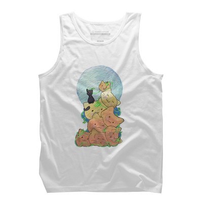 Men's Design By Humans Cat Pumpkin Pile By AwkwardDragon Tank Top