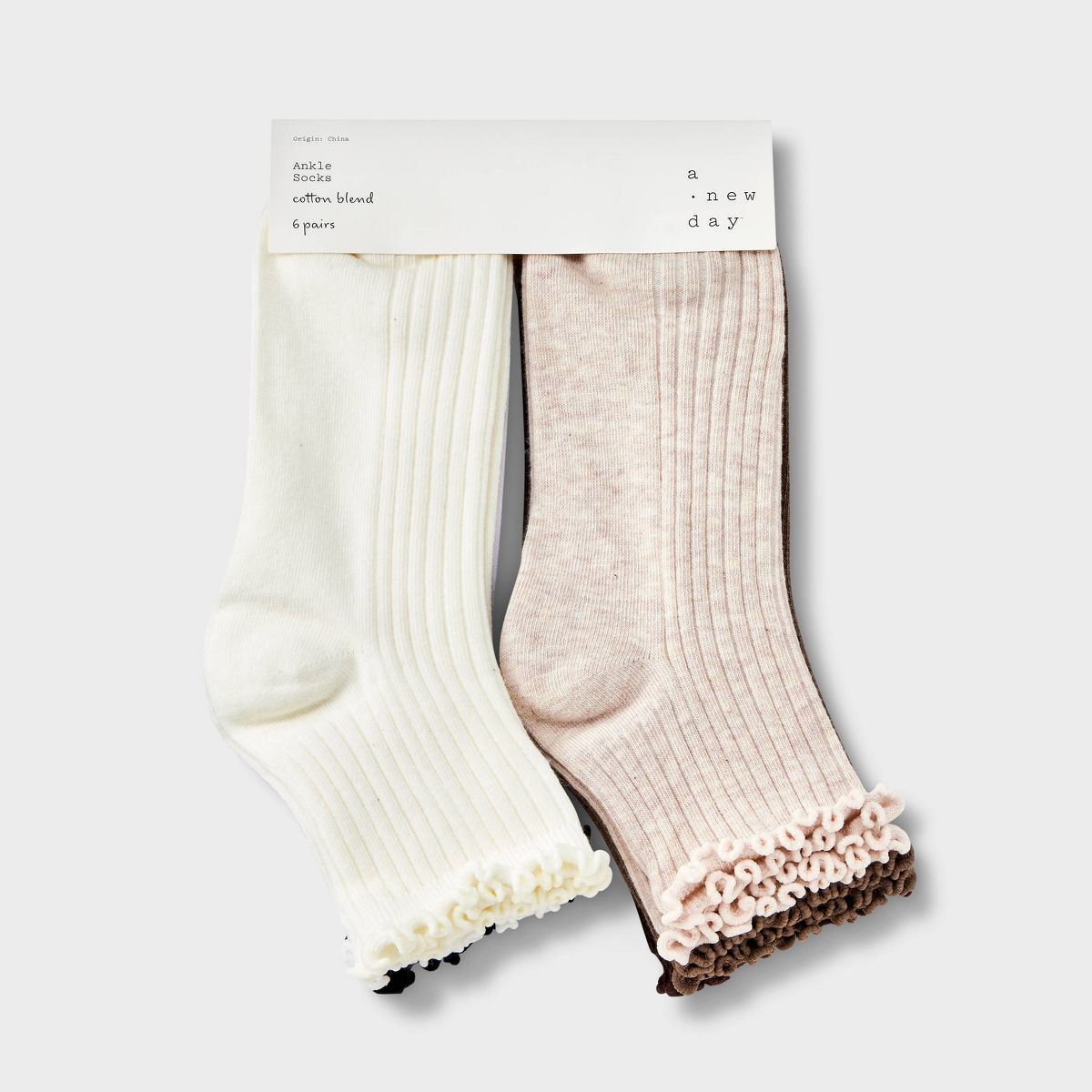 Women's Lettuce Edge 6pk Ankle Socks - A New Day™ 4-10 - thumbnail 5