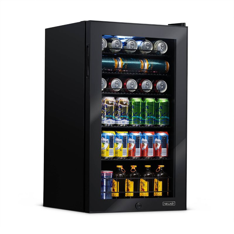Newair 126 Can Freestanding Beverage Fridge in Onyx Black with Adjustable Shelves, Compact Drinks Cooler, Single Zone Bar Refrigerator, 1 of 17