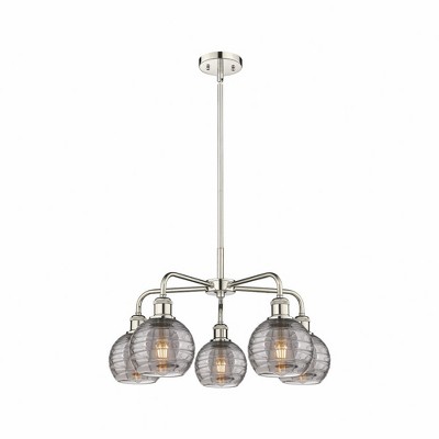 Athens Deco Swirl - 5 Light Stem Hung Chandelier In Industrial Style-13.63 Inches Tall and 23.88 Inches Wide