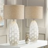 Possini Euro Design Cosgrove 32 3/4" Tall Oval Large Mid Century Modern End Table Lamps Set of 2 White Ceramic Living Room Bedroom (Colors May Vary) - 2 of 4