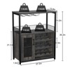 36 Inch Tall Bar Cabinet, Adjustable Shelves Wine Rack Table with Removable Wine Rack and Mesh Door - 2 of 4