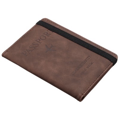 Unique Bargains PU Leather RFID Blocking Credit Card Passport Wallet 5.9" x 4.3"