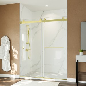 MAYEERTY Frameless Flat-Tube Double Sliding Shower Door - 8mm Easy-Clean Tempered Glass, Stainless Steel Hardware - 1 of 4
