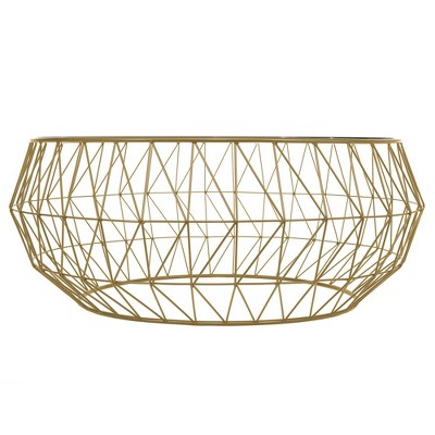 Modern Malibu 35" Round Glass Coffee Table with Geometric Gold Base