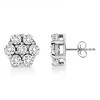 Silver Lab Grown Brilliant Round Cut Diamond Floral Cluster Stud Earrings - 2 of 4