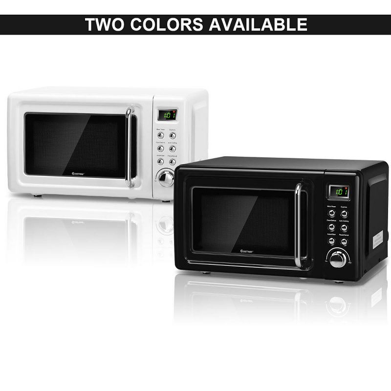 Costway 0.7Cu.ft Retro Countertop Microwave Oven 700W LED Display Glass Turntable Green/Black/Rose Gold/White, 2 of 11