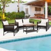 Tangkula 4PCS Rattan Patio Furniture Set Acacia Wood Outdoor Conversation Set w/ Cushions - 4 of 4