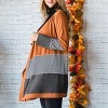 Orange Colorblock Striped Patchwork Open Cardigan - 3 of 4