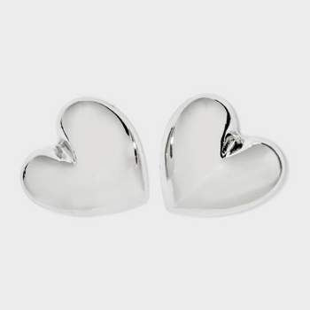 Poof Heart Post Earrings - Wild Fable™ Silver