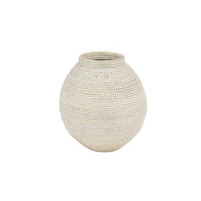 12 x 15 Handwoven Bamboo Vase White - Olivia & May