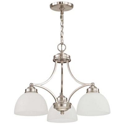 Somerset Mini 3-Light Chandelier in Brushed Nickel with Satin Glass