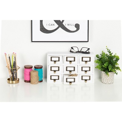 White Wood Apothecary Desk Drawer Set with 9 Drawers