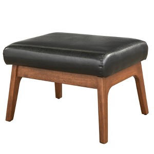 Buylateral Bianca Mid-Century Modern Ottoman Black/Walnut: Rubberwood Frame, Padded Rectangular Footstool - 1 of 4