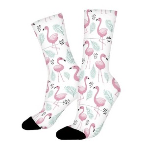 Tropical Flamingo Women Printed Crew Socks Funny Funky Socks Soft Polyester Novelty Gifts for Artists Men - 1 of 1
