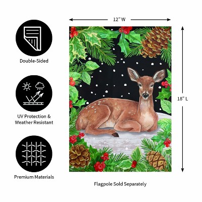 Woodland Peace on Earth Deer Suede Christmas Garden Flag