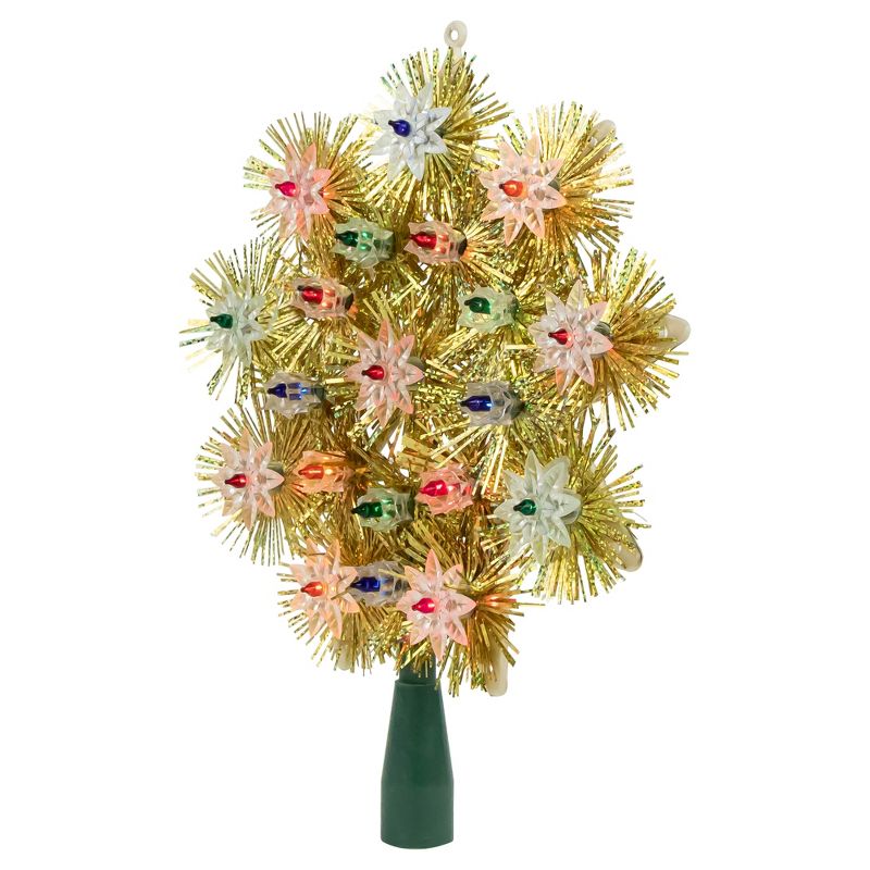 Northlight 8" Lighted Gold Retro Tinsel Snowflake Christmas Tree Topper - Multi Lights, 4 of 8