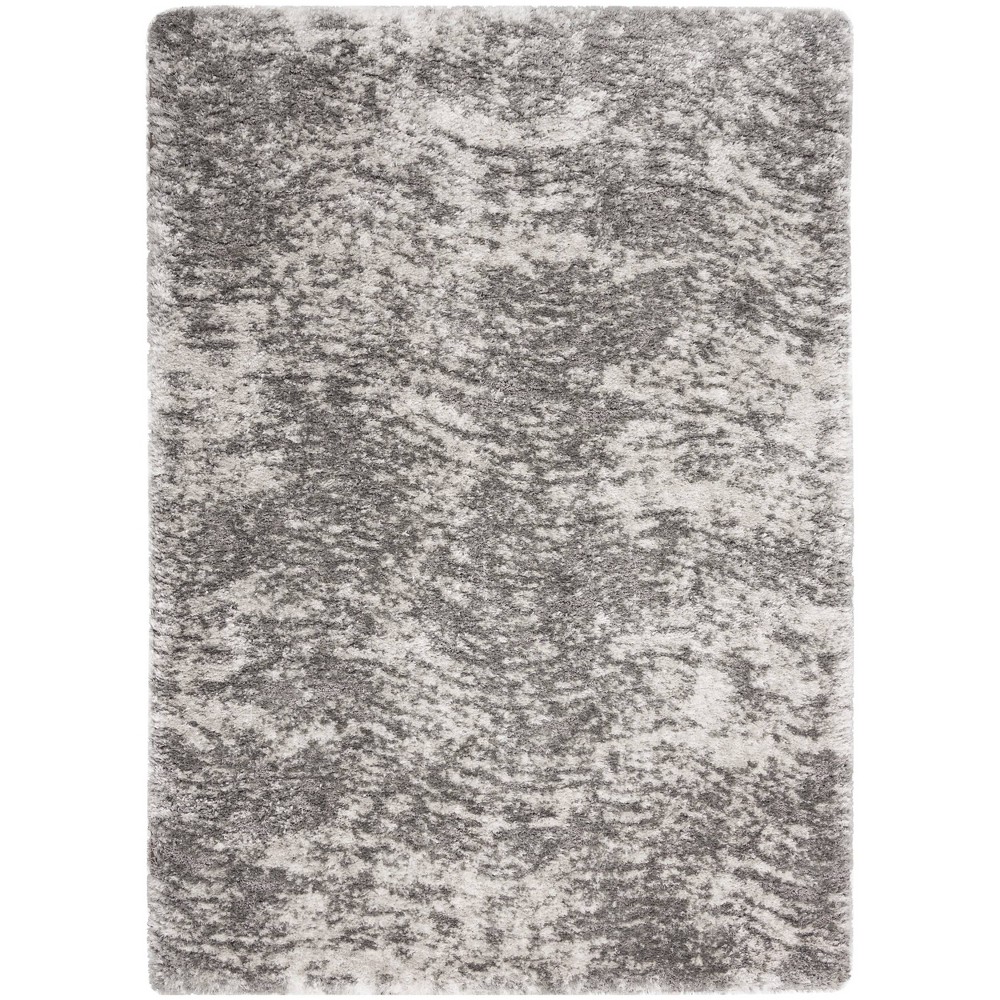 Photos - Doormat Nourison 4'x6' Shag Wavy Abstract Machine Woven Indoor Area Rug Charcoal G 