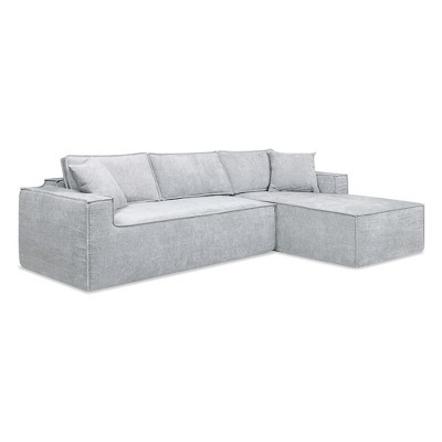 Brenley Ash Gray Chenille 110.5" Pillow Back Sectional Sofa