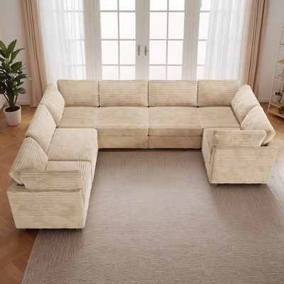 XIZZI Luxury Modular Sectional Sofa Couch, Oversized Cloud Couch for Living Room, Deep Seat Upholstered Convertible Sleeper Sofa