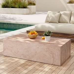 Christopher Knight Home Aherne 43.5" Patio Rectangular Lightweight Concrete Coffee Table - 1 of 4
