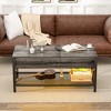 Aheaplus Lift Top Coffee Table with USB Port and LED light, Adjustable Living Room Table with Hidden Storage - 2 of 4