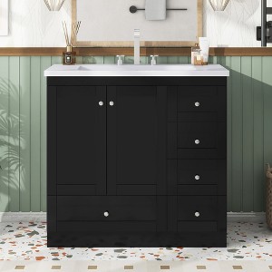 NicBex Bathroom Vanity with Sink,Bathroom Sink Vanity with 4 Drawers and 2 Doors,36 inch Bathroom Sink Cabinet for Bathroom,White/Gray/Black - 1 of 4