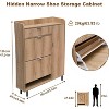 Coucheta Slim Shoe Cabinet - 2 Flip Drawers + 1 Storage Drawer, Farmhouse Entryway Organizer with Metal Legs, 28-Pair Capacity - 2 of 4
