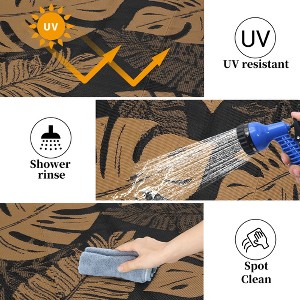 Waterproof Outdoor Rug Plastic Straw Rug, Tropics Palm Leaves Camping Rug for Patio, Reversible Modern Outdoor Carpet for RV Porch Deck Balcony Beach - 1 of 4