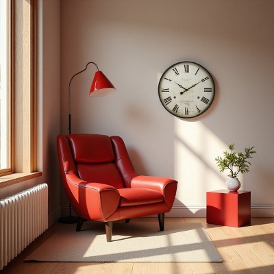 FURNIinspire Wall Clocks 20" Round Antique Roman Numeral Timepiece Decorative Living Room Hanging Clock, Home Decor, Brown, 20"*20"*1.75"