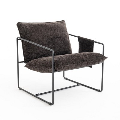 LOVMOR 34.64"Set of 2 Upholstered hanging armchair with arm pocket metal frame,Beige+Golden