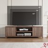 Modern Fluted TV Stand for 80 inch, 70" Wide Walnut Entertainment Center with Adjustable Shelves, Modern TV & Media Cabinet 2-Tier Storage - 4 of 4