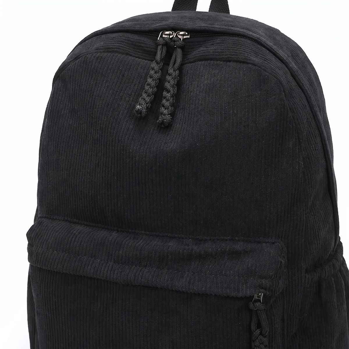 Alilang Corduroy Backpack with Front Zip Pocket Adjustable Straps and Spacious Everyday Storage - thumbnail 4