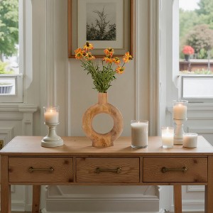 Sagebrook Home Mango Wood Decorative Vase - Round Hollow Design - Rustic Minimalist Table Decor - Ideal for Living Room, Bedroom & Office - 1 of 4