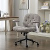 Grey Cross-Leg Flip-Arm Chair: Wide Seat Swivel ¨C Comfy Desk/Vanity for Women, Home/Office Ready - 3 of 4