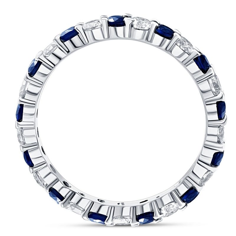 Pompeii3 1 cttw Blue Sapphire Diamond Wedding Eternity Ring 10k White Gold - Size 6, 3 of 6