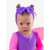 RuffleButts Girls UPF50+ Swim Bow Headband - Neon Purple, One Size - 3 of 4
