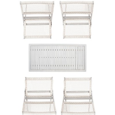 Colonial Grey Woven Rattan 5-Piece Outdoor Coffee Set