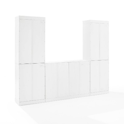 White 3-Piece Sideboard and Glass Door Pantry Set with Adjustable Shelves