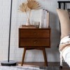 TIRAMISUBEST Mid-Century Modern Solid Wood Nightstand with Double Drawers,Walnut - 3 of 4