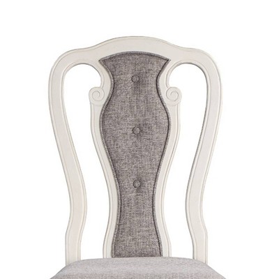 Florian Gray Fabric and Antique White Finish Slat Back Side Chair