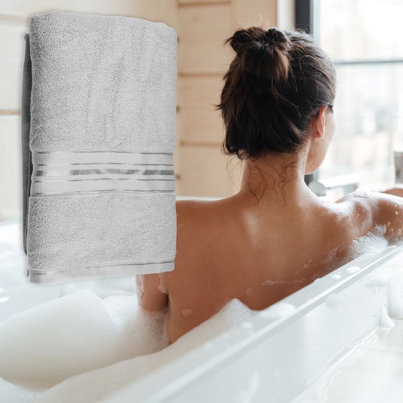 Unique Bargains Soft Absorbent Cotton Bath Towel Classic Design 55.12''x27.56'' for Bathroom Shower 1Pc, 2 of 7