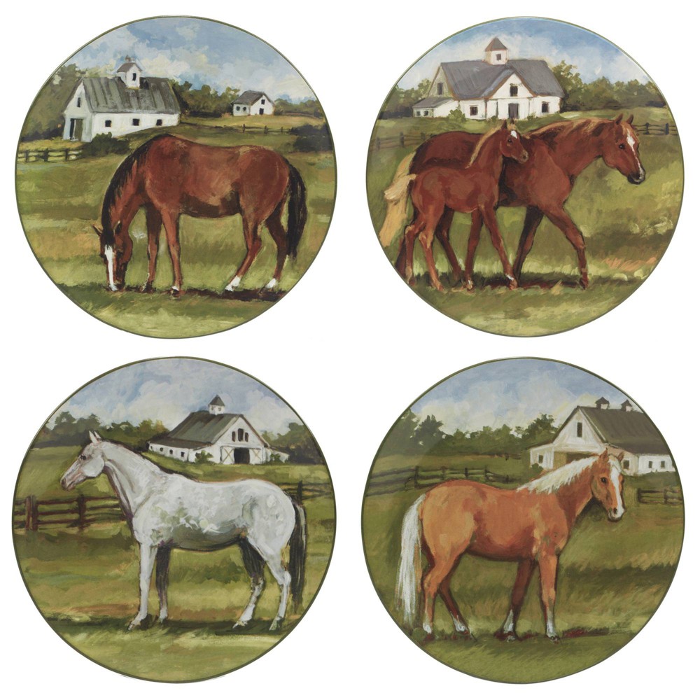 Photos - Other kitchen utensils Certified International Set of 4 York Stables Assorted Dinner Plates  