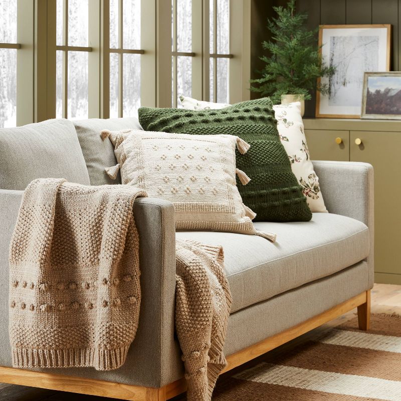 Oversized Bobble Knit Striped Square Throw Pillow Green - Threshold&#8482; designed with Studio McGee, 3 of 7