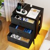 Dolonm 2 Pack Modern Nightstand with Charging Station, Bedside Tables with LED Light and Fabric Drawers,2-Layer Drawer - 4 of 4