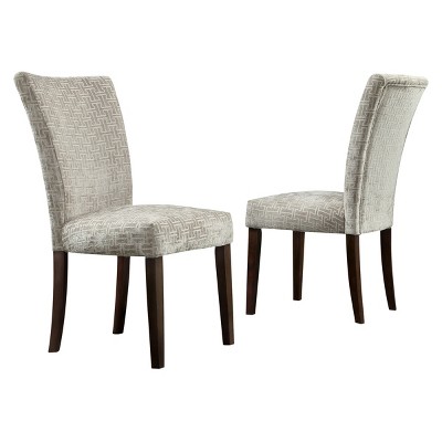 Set of 2 Quinby Parson Dining Chair Wood Velvety Fret Link - Inspire Q